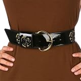 Betsey Johnson Patent Leather Rose Cutout Belt