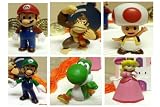 Mario Brothers 23 Piece Birthday Cake Topper Set Featuring Mario Castle, Bomb, Mario Coins, 6 Mario Figures Including Mario, Luigi, Princess Peach, Toad, Yoshi, Donkey Kong, and 12 Mario 1