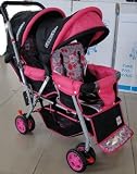 BeBelove 425s Tandem Stroller in Pink/black