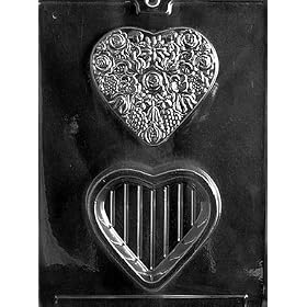FLOWERED HEART P/B Valentine Candy Mold chocolate