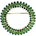 Vintage Shades Of Green Rhinestone Wreath Brooch Pin Gift