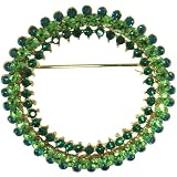 Shades Of Green Rhinestone Wreath Pin Brooch