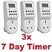 CostMad TM 7 Day Digital LCD Display Electronic Mains Wall Home Plug-in Programmable 12 / 24 Hour AM / PM Timer Switch Socket (3 Pc)
