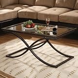 Wood and Glass Accent Coffee Cocktail Table - Black