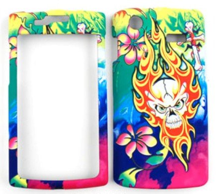 Samsung Captivate i897 3D Embossed, Flaming Skull with Flowers and Cross Hard Case,Cover,Faceplate,SnapOn,Protector