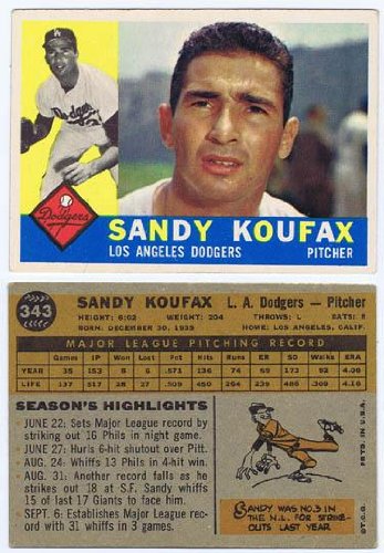 Sandy Koufax 1960 Topps Baseball Card - MLB Cards