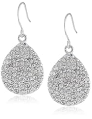 Kenneth Cole New York "Pave Item Boost" Silver Pave Teardrop Disc Drop Earrings
