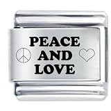 Laser Peace Love Italian Charm Bracelet