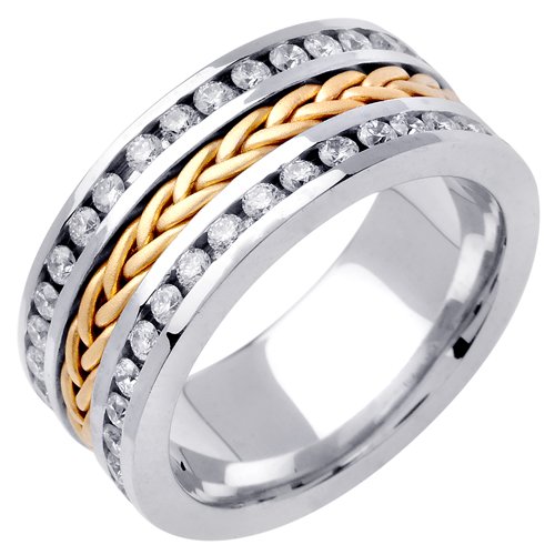 Elegant Diamond Wedding Bands With Comfort Fit 14K White Gold Can Also Be Made In Platinum or Other Colors 18K And 24K Is Also Available 9.5mm 1.75ct tw SI1 Clearity and H or I Color