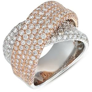 14k 3.54 Dwt Diamond White and Pink Gold Pave Band Ring - JewelryWeb