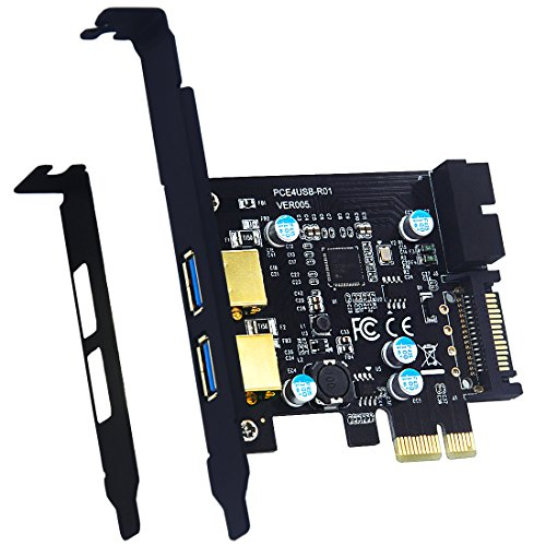 Mailiya PCI-E to USB 3.0 2-Port PCI Express Card,Mini PCI-E USB 3.0 Hub Controller Adapter with 15-Pin Power Connector and 1 USB 3.0 20-Pin Connector - Expand Another Two USB 3.0 Ports