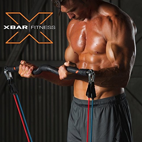 Xbar Portable Gym with Bodylastic Resistance Band Workout System - Personal Home and Office Gym Training Set - Over 100 Exercises for Men & Women