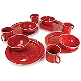 GSI Outdoors Pioneer 12 Piece Red Enamel Table Set