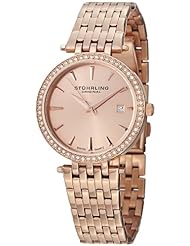 Stuhrling Original Womens 579.04 Soiree Tiara Swiss Quartz Swarovski Rose Tone Date Watch