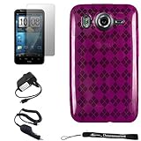 Magenta Smooth Durable TPU Skin with Argyle Texture Design Protector / Sili ....