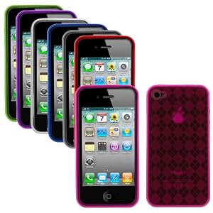 7 X GTMax Plaid Checker Gel Skin Cover Cases for Apple iPhone 4 4G 16GB / 32GB 4th Generation