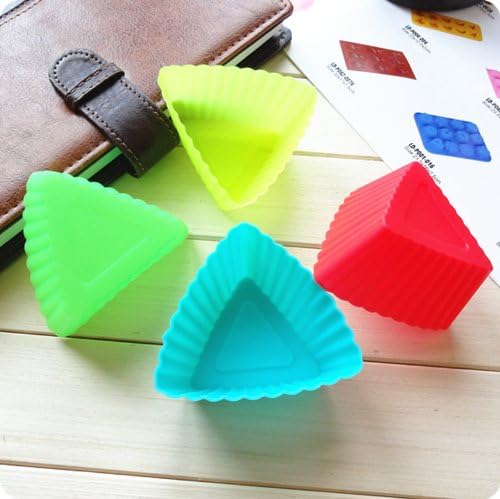 Yunko Muffin Cup Baking Molds Silicone 7cm Triangle Jelly Mold Pudding Mold 4 Colors Set of 12