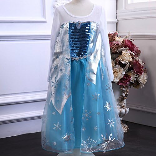 iPrincess® Disney Frozen Elsa Costume Fancy Dress with Bonus Bracelet Making Kit (130 (6-7 years))