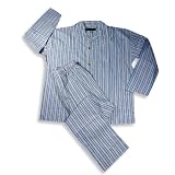 Bert Pulitzer - Mens Long Sleeve Striped Broadcloth Pajamas, Blue, Red