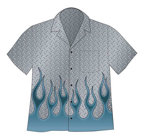 David Carey Men's Diamondplate Flames Camp Shirt