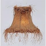 Bell Shaped Silk Chandelier Clip On Lamp Shades - Brown with Corn Silk Fringe - B1465