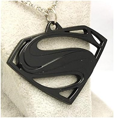 High Quality Movies Necklace Superman Pendant Necklace For Boy And Girl Link Chain Necklace Wholesale Hot Sale (Black)