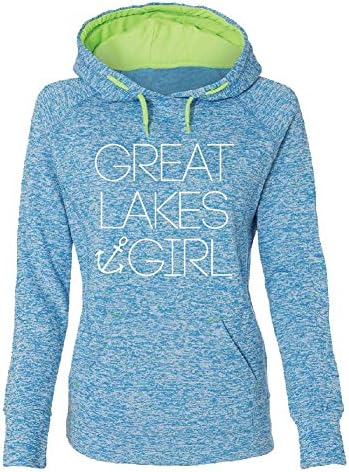 LIVNFRESH Womens Great Lakes Girl Performance Hoodie Electric Blue Medium