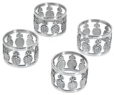 Ginkgo Pineapple Pewter Napkin Rings, Set of 4