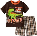 Little Rebels Baby-boys Infant Dinosaur Design With Matching Plaid Short Set