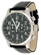 Adee Kaye Men's Leather Strap Chronograph Watch Model AK201-1M (Black Dial)