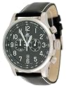 Adee Kaye #AK201-M1 Men's Leather Strap Chronograph Watch (Black Strap/Black Dial)