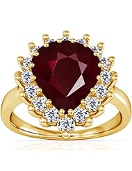 14K Yellow Gold Pear Cut Ruby Ring With Sidestones (GIA Certificate)