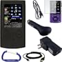 Extreme Travel Car Combo Pack: Black Silicone Skin Case Cover, USB Cable, USB Car Charger, USB Wall / Travel Charger, Screen Protector, 3.5mm to 3.5mm Auxiliary Stereo Cable, and Free Carabiner Key Chain for the Sony Walkman S Series (NWZ-E344, NWZ-E345) MP3 Player
