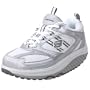 Skechers Women's Shape Ups - Fitness Sneaker,Silver/White,8 M US