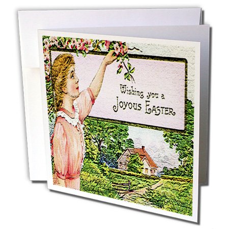 Sandy Mertens Easter Vintage – Joyous Easter – 1 Greeting Card with envelope (gc_42960_5)