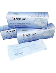 Heat-Tolerant, Steam Under Pressure (Autoclaving), Steam Sterilization, Sterilizers Pouch for Dental Office - iDental Self-Sealing with Triple Sealed Seams and Fluid-Resistant Sterilization Pouch 3.5" X 10" in Clear Blue Color, Comes in 3200 Pieces per Order