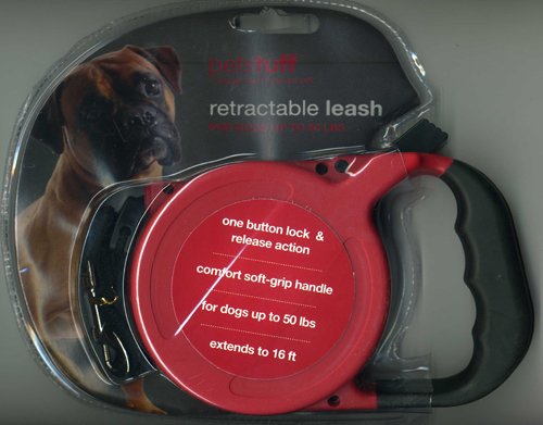 Red Retractable Leash Small-Medium Dog Up to 50lbs Extends to 16ft Built-in Light