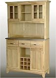 Home Styles Large Buffet with Stainless Steel Top and 2-Glass Door Hutch