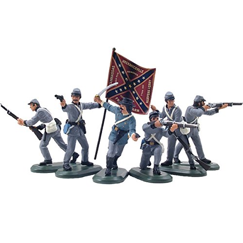 W Britain Super Deetail Toy Soldiers 52014 American Civil War Confederate Infantry No.3 - 6 Figure Set 1/32 Scale, 54mm