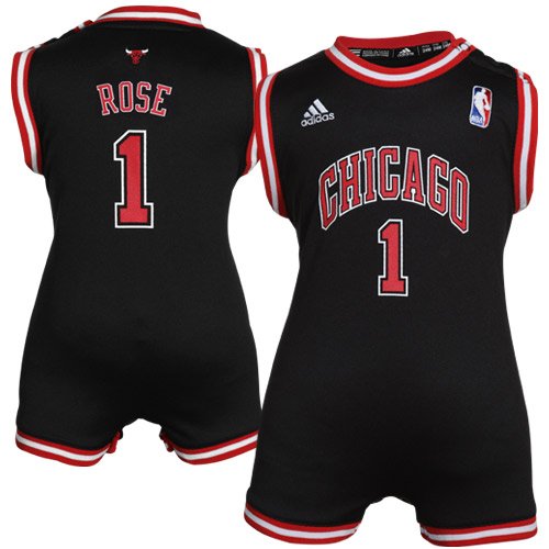 adidas Derrick Rose Chicago Bulls Infant Revolution Replica Jersey Creeper - Black (18 Months)