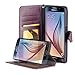 ACEABOVE Galaxy S6 Book Cover Case with Credit Card Holder Leather Wallet cover with Hand Strap (Purple)