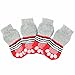 Weixinbuy Pet Puppy Dog Anti-slip Cotton Knit Socks 4pcs/set Red X-Small