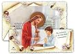 100 Tri-Fold First Communion Invitations in English (Made in Italy) with Envelopes - Boy