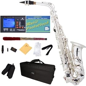 Mendini MAS-30S Silver Plated E Flat Intermediate to Professional Alto Saxophone