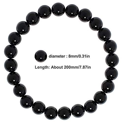 Natural-Genuine-Black-Onyx-Gem-Beads-maxin-Bling-Jewelry-8MM-Semi-Precious-Gemstones-Energy-Stone-Healing-Power-Pink-Crystal-elastic-Stretch-Stone-Loose-Bracelet-Set-Unisex