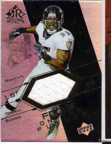 2004 Reflections Focus On The Future Jerseys Gold FO-TS Terrell Suggs (Rookie Insert - Piece of Authentic Jersey - Football Cards)