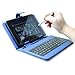 Fosmon Leather Case with USB Keyboard and Stylus for Zeepad 7.0 - Dark Blue