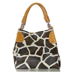 Mustard Yellow Vicky Giraffe Print Faux Leather Satchel Bag Hand Shoulder Tote Bag Animal Purse