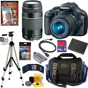 Canon EOS Rebel T3 12.2 MP CMOS Digital SLR Camera with EF-S 18-55mm f/3.5-5.6 IS II Zoom Lens & EF 75-300mm f/4-5.6 III Telephoto Zoom Lens + 10pc Bundle 16GB Deluxe Accessory Kit
