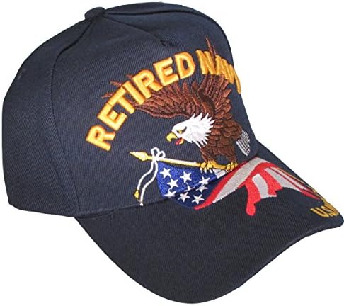 Retired U.S. Navy With Eagle and Flag Cap. Navy Blue